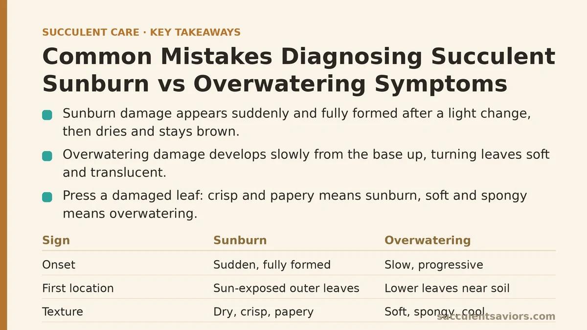 Common Mistakes Diagnosing Succulent Sunburn vs Overwatering Symptoms