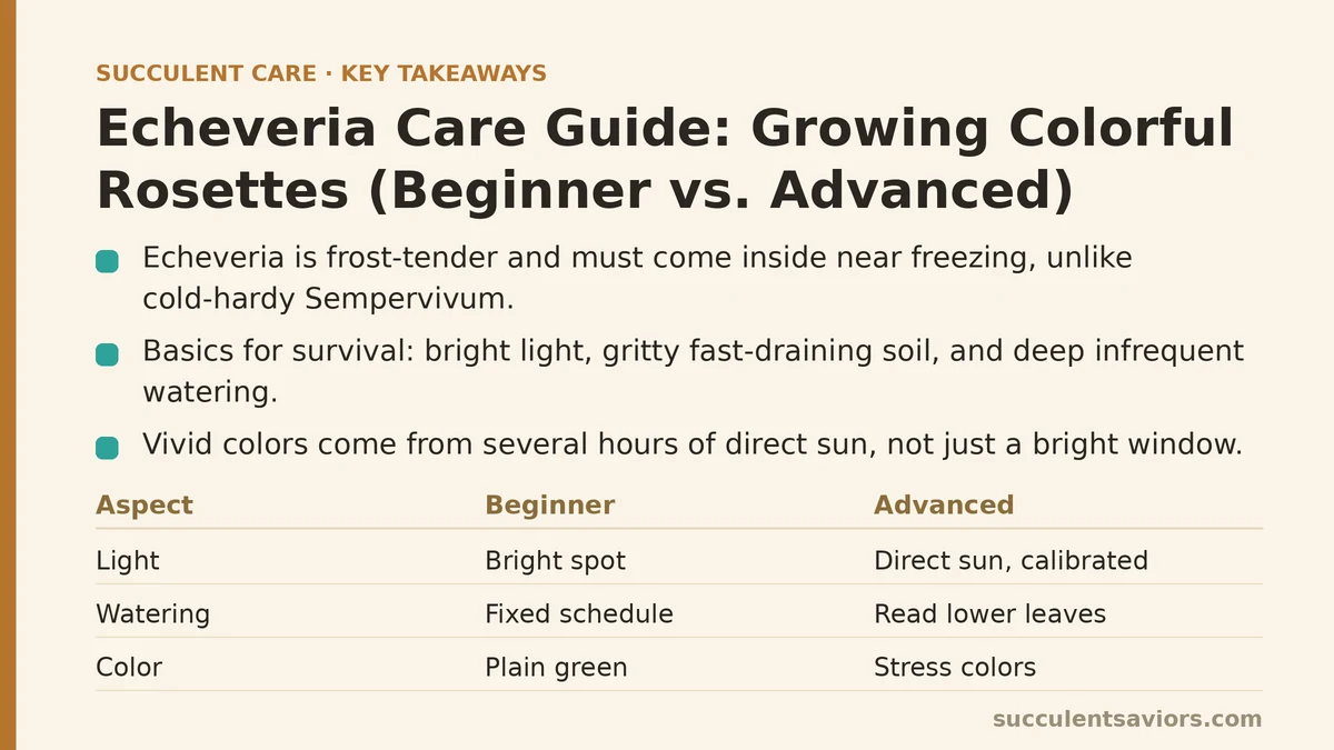 Echeveria Care Guide: Growing Colorful Rosettes (Beginner vs. Advanced)