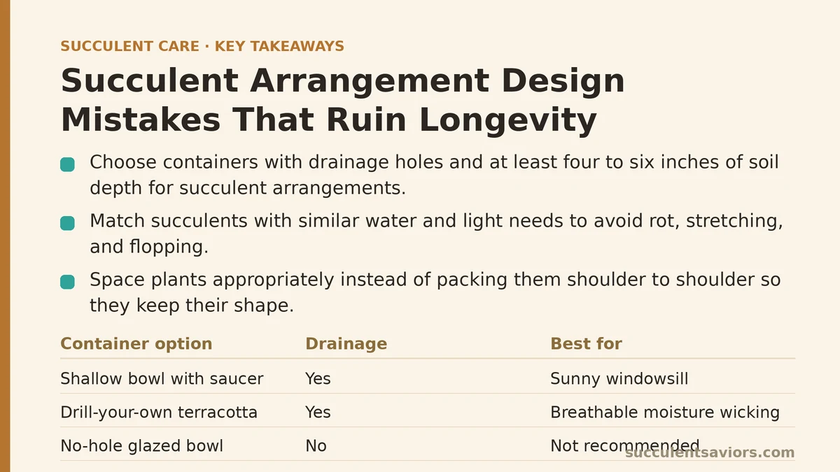 Succulent arrangement design mistakes that shorten lifespan