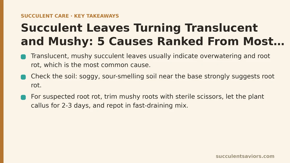 Succulent Leaves Turning Translucent and Mushy: 5 Causes Ranked From Most to Least Likely
